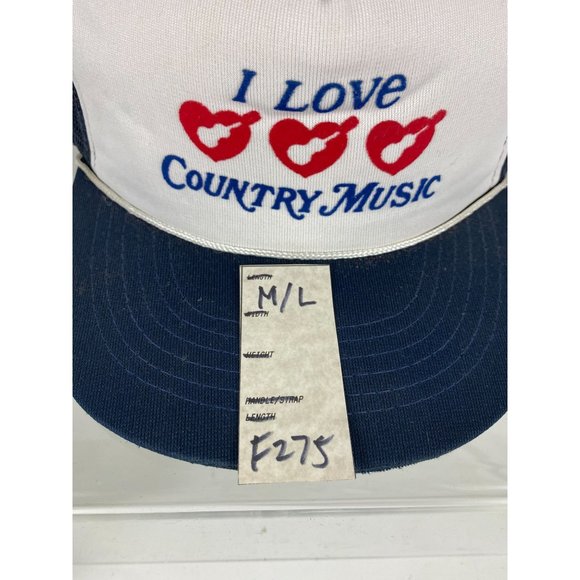 VTG "I Love Country Music" Trucker Mesh Snapback Cap White/Navy M/L NWOT F275 - Picture 7 of 7